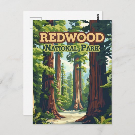 Redwood National Park California Tree Retro Briefkaart (Voorkant / Achterkant)