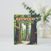 Redwood National Park California Tree Retro Kaart (Staand voorkant)