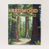 Redwood National Park California Tree Retro Legpuzzel (Verticaal)