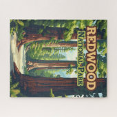 Redwood National Park California Tree Retro Legpuzzel (Horizontaal)