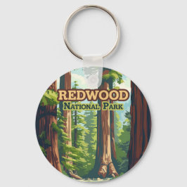 Redwood National Park California Tree Retro Sleutelhanger