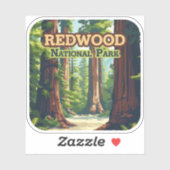 Redwood National Park California Tree Retro Sticker (Vel)