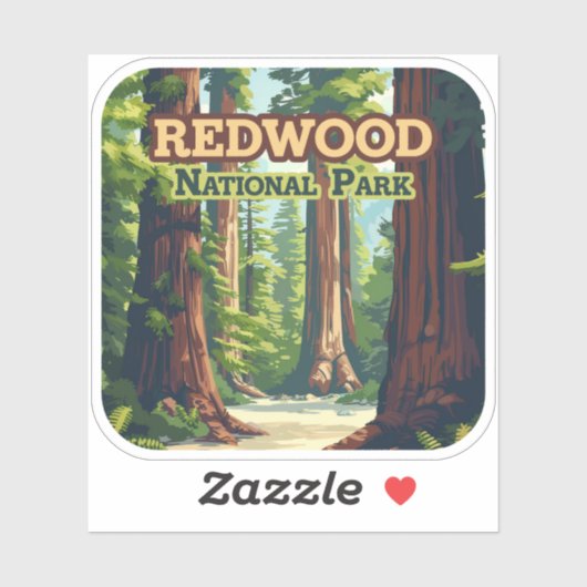 Redwood National Park California Tree Retro Sticker (Vel)