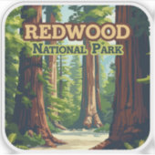 Redwood National Park California Tree Retro Sticker (Voorkant)