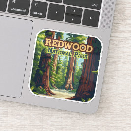Redwood National Park California Tree Retro Sticker