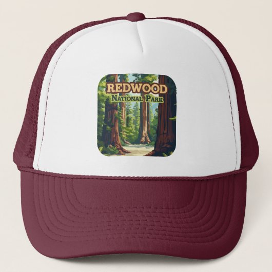 Redwood National Park California Tree Retro Trucker Pet (Voorkant)