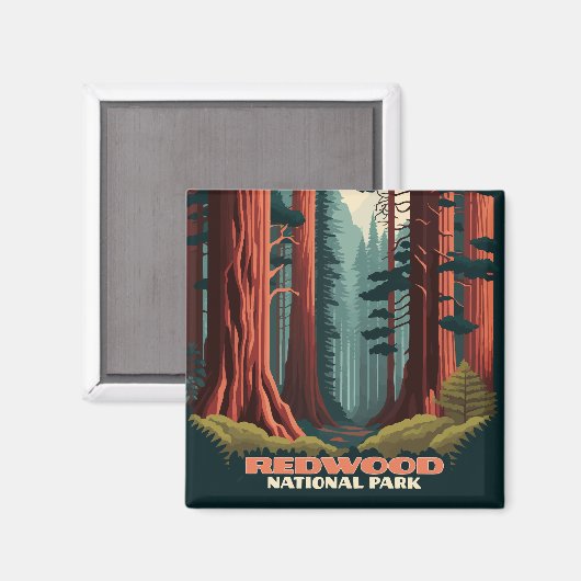 Redwood National Park California Trees Magneet (Voorkant / Achterkant)