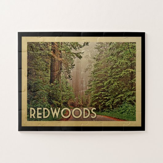 Redwood National Park California Vintage Travel Legpuzzel (Horizontaal)