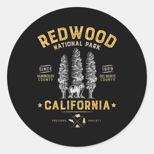 Redwood National Park Californië Ronde Sticker (Voorkant)