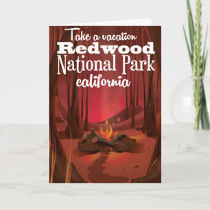 Redwood National Park, Californische reisposter Feestdagen Kaart