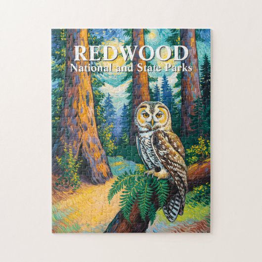 Redwood National Park Colorful Forest Owl Wildlife Legpuzzel (Verticaal)