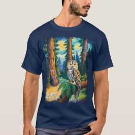 Redwood National Park Colorful Forest Owl Wildlife T-shirt
