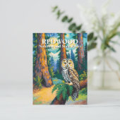 Redwood National Park Forest Owl Van Gogh Style Briefkaart (Staand voorkant)