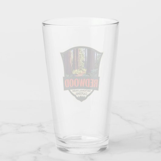 Redwood National Park Illustratie Retro Badge Glas (Achterkant)