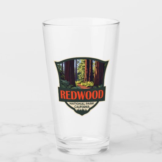 Redwood National Park Illustratie Retro Badge Glas (Voorkant)