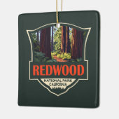 Redwood National Park Illustratie Retro Badge Keramisch Ornament (Links)