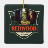 Redwood National Park Illustratie Retro Badge Keramisch Ornament (Achterkant)