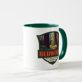 Redwood National Park Illustratie Retro Badge Mok (Voorkant rechts)