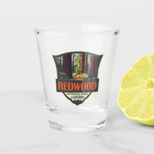 Redwood National Park Illustratie Retro Badge Shot Glas