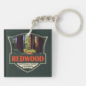 Redwood National Park Illustratie Retro Badge Sleutelhanger (Achterkant)