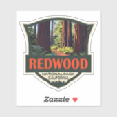 Redwood National Park Illustratie Retro Badge Sticker (Vel)