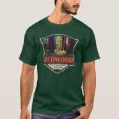 Redwood National Park Illustratie Retro Badge T-shirt (Voorkant)