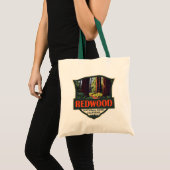 Redwood National Park Illustratie Retro Badge Tote Bag (Voorkant (product))