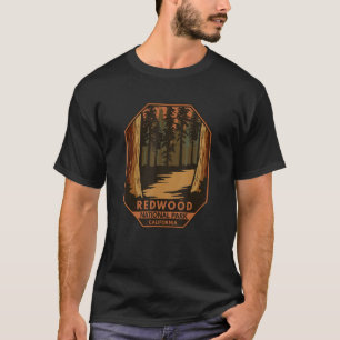 Redwood National Park Minimaal Retro Embleem Vinta T-shirt