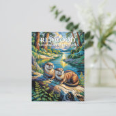 Redwood National Park Otters Modern Van Gogh Briefkaart (Staand voorkant)