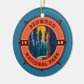 Redwood National Park Retro Compass Emblem Keramisch Ornament (Links)