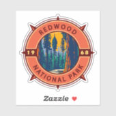 Redwood National Park Retro Compass Emblem Sticker (Vel)