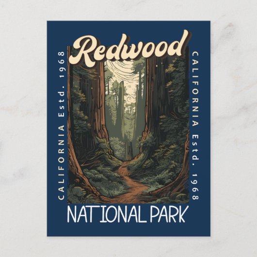 Redwood National Park Retro in nood Briefkaart (Voorkant)