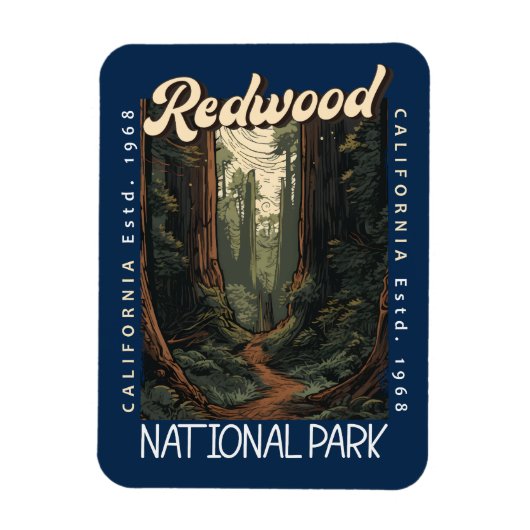 Redwood National Park Retro in nood Magneet (Verticaal)