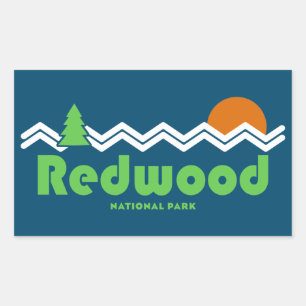 Redwood National Park Retro Rechthoekige Sticker
