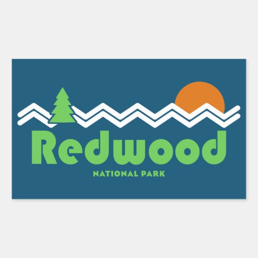 Redwood National Park Retro Rechthoekige Sticker (Voorkant)