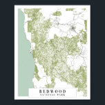 Redwood National Park Retro Street Map Poster<br><div class="desc">Redwood National Park Retro Street Map</div>