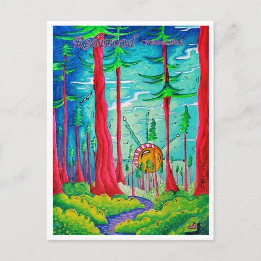 Redwood National Park Travel Art Briefkaart (Voorkant)