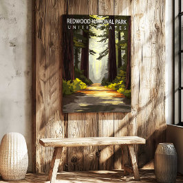 Redwood National Park USA Travel Poster Canvas Art