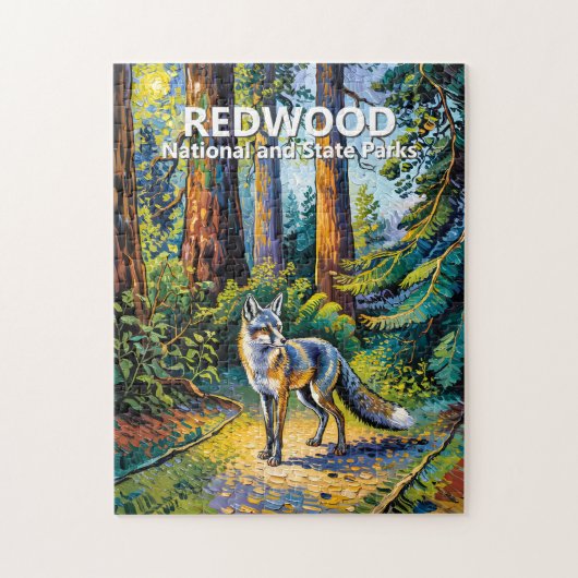 Redwood National Park Van Gogh-bos vos aangepast Legpuzzel (Verticaal)