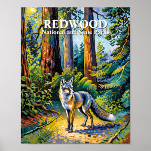 Redwood National Park Van Gogh-bos Vos Aangepast Poster