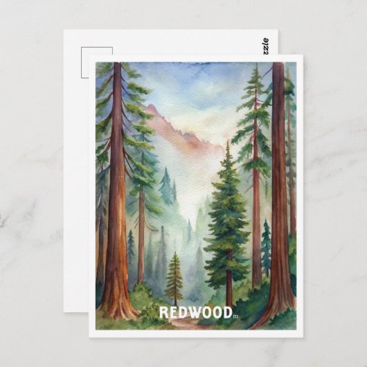 Redwood National Park Waterverf Schilderen Briefkaart (Voorkant / Achterkant)