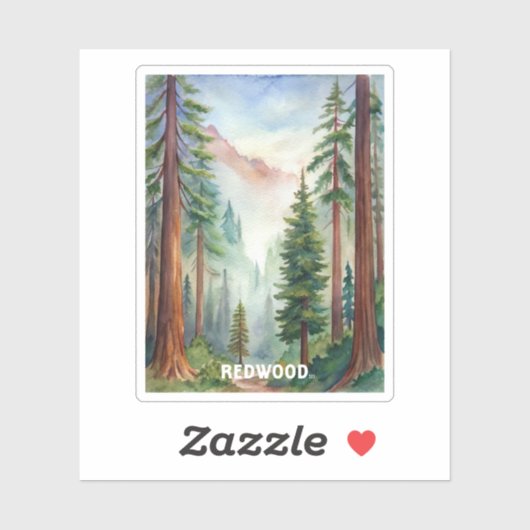 Redwood National Park Waterverf Schilderen Sticker (Vel)