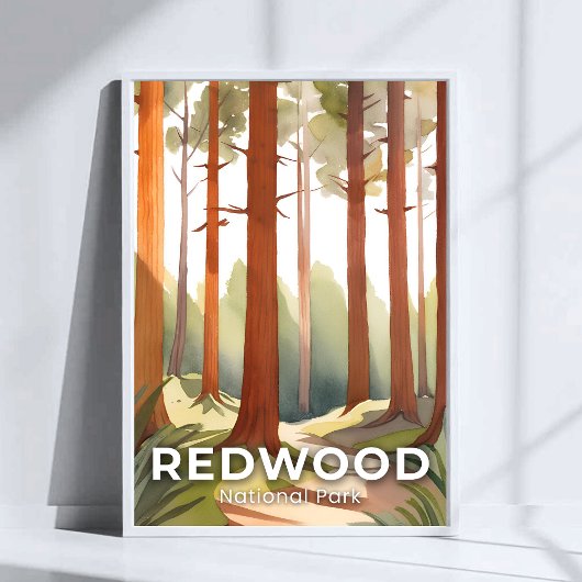 Redwood National Park | Waterverf Travel Art Poster