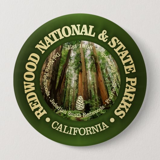 Redwood National & State Parks (NP2) Ronde Button 4,0 Cm (Voorkant)