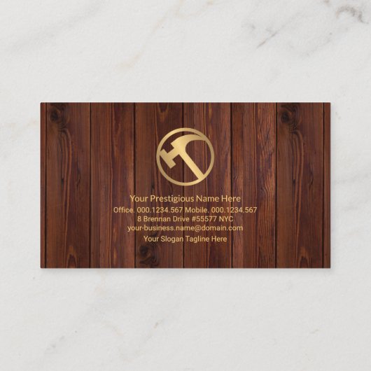 Redwood Timer Layers Hammer Handyman Carpenter Visitekaartje (Achterkant)