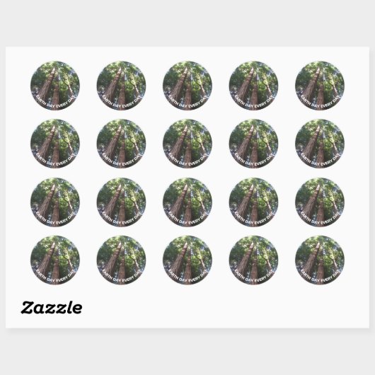 Redwood Trees Foto Earth Day Ronde Sticker (Vel)