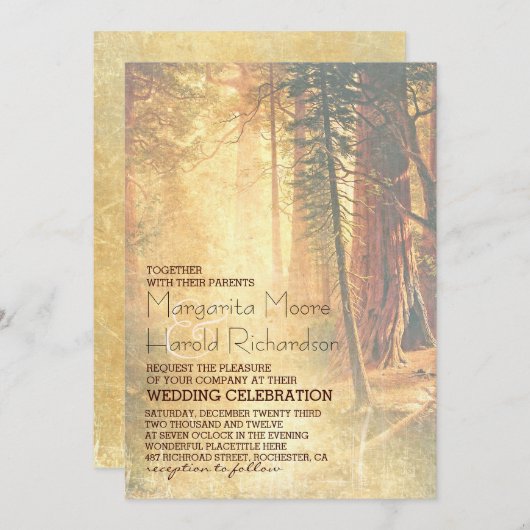  Redwood Trees Huwelijksuitnodiging Kaart (Voorkant / Achterkant)