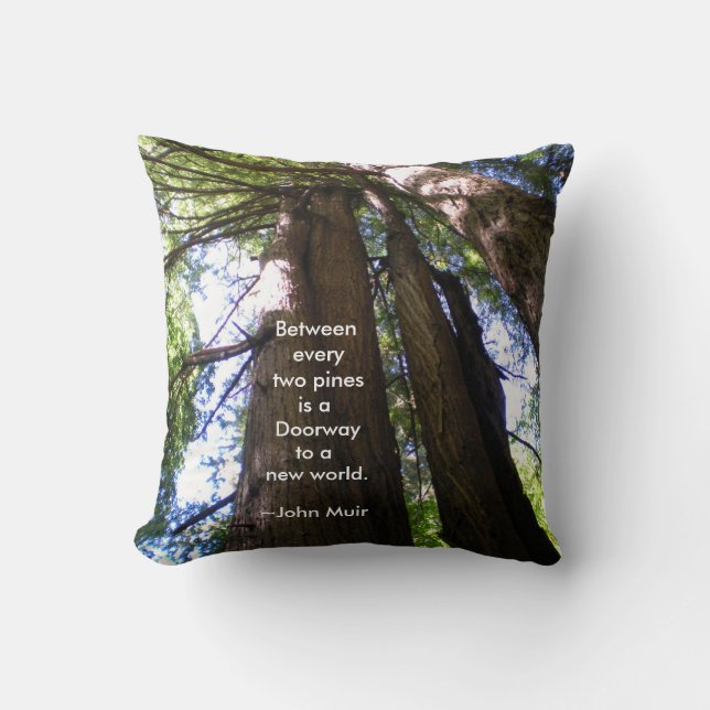 Redwood Trees met Muir Quote Kussen (Voorkant)