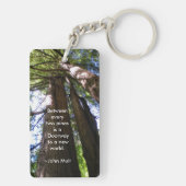 Redwood Trees met Muir Quote Sleutelhanger (achterkant)