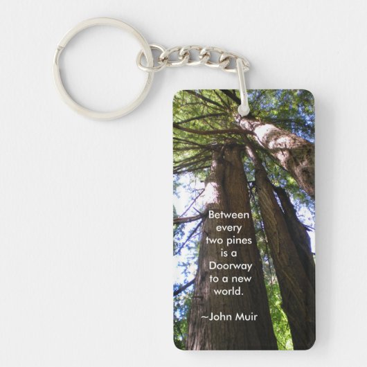 Redwood Trees met Muir Quote Sleutelhanger (Voorkant)